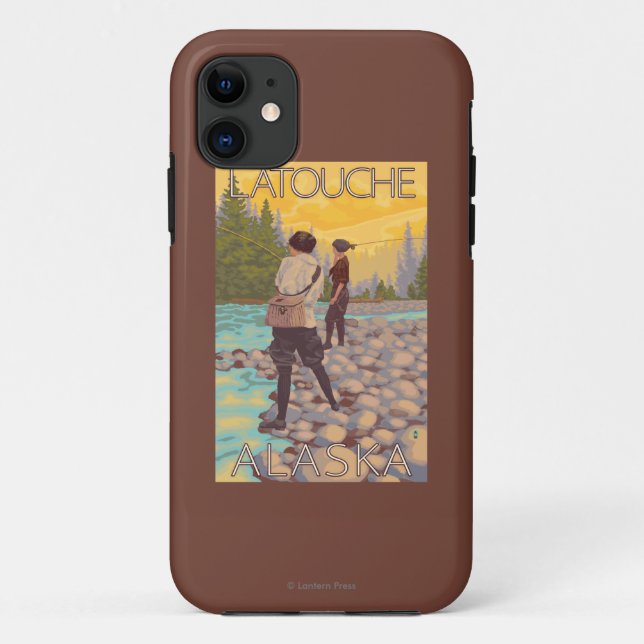 Capa Para iPhone 11 Pesca com mosca das mulheres - Latouche, Alaska (Verso)
