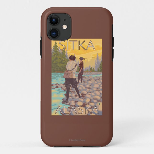 Capa Para iPhone 11 Pesca com mosca das mulheres - Sitka, Alaska (Verso)