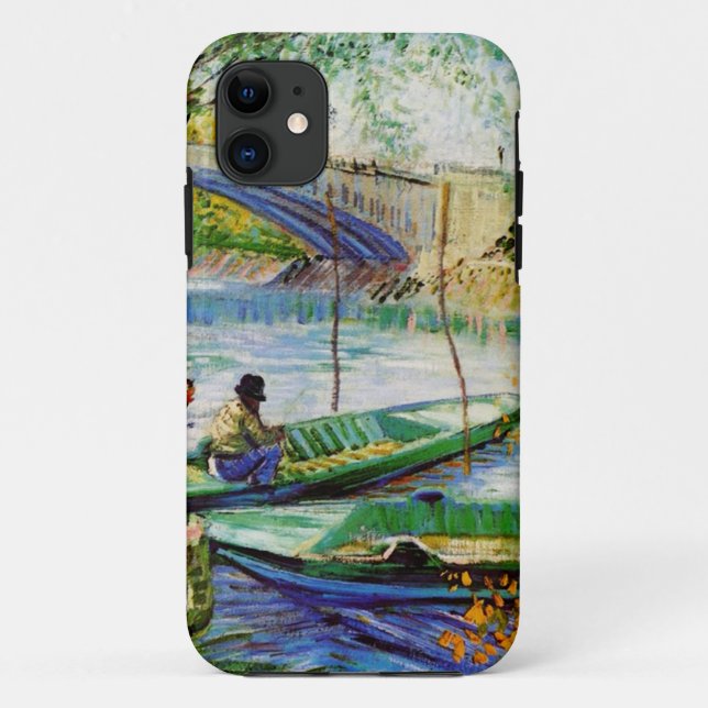 Capa Para iPhone 11 Pescar em Primavera, Vincent van Gogh. Belo fone (Verso)