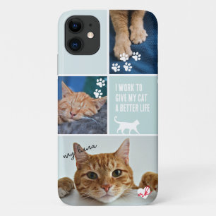 Capa Para iPhone 11 Pet Monograma de Colagem de Fotos do Pastel Collag