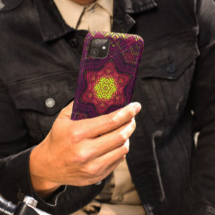 Capa Para iPhone 11 Pia Amarela de Mandala e Roxo
