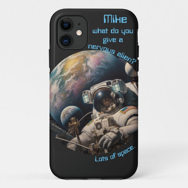 Capa Para iPhone 11 Piada de Astronauta Personalizável  (Verso)