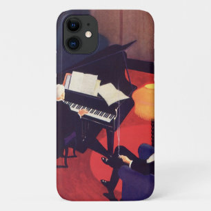 Capa Para iPhone 11 Pianista do Piano Player do Vintage Art Deco Music