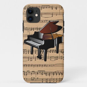 Capa Para iPhone 11 Piano ~ Com Plano De Fundo De Música