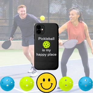 Capa Para iPhone 11 Pickleball É Meu Lugar Feliz Engraçado