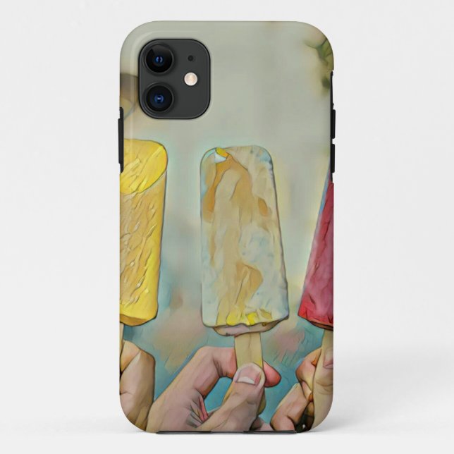 Capa Para iPhone 11 picolés de sorvete coloridos (Verso)