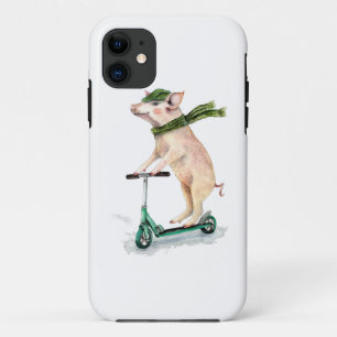 Capa Para iPhone 11 Piggy em um patinete