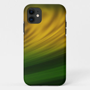 Capa Para iPhone 11 Pincéis de tinta verde e amarela com traçados em c