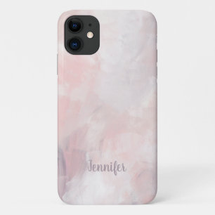 Capa Para iPhone 11 Pinceladas de Pincel de Aquarela Rosa Malva