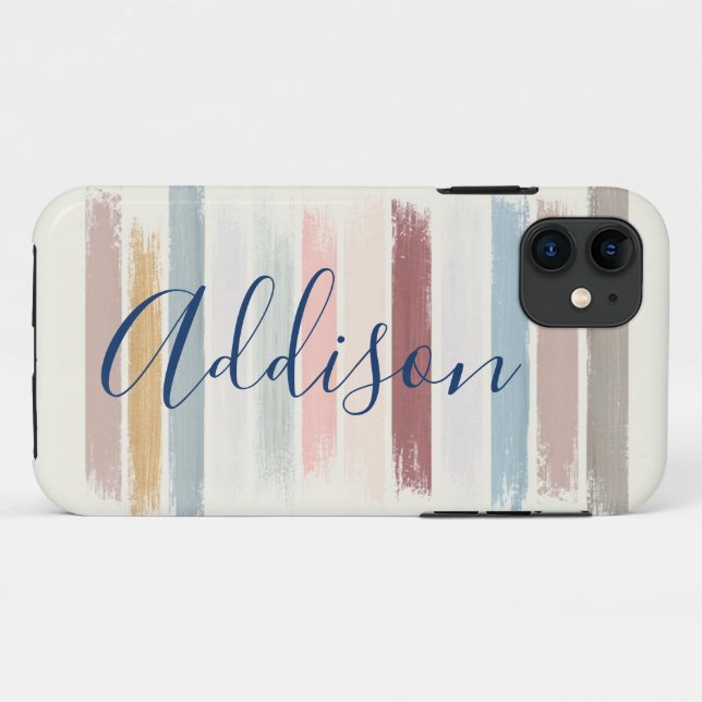 Capa Para iPhone 11 Pinceladas pastéis personalizadas  (Verso (horizontal))