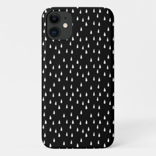 Capa Para iPhone 11 Pingos de chuva Padrão Branco Whimsical em Preto
