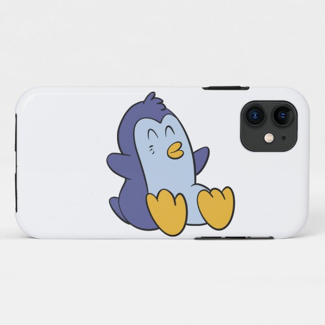 Capa Para iPhone 11 Pinguim bebê feliz | escolher cor de fundo (Verso (horizontal))
