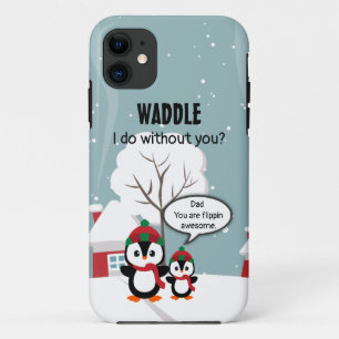 Capa Para iPhone 11 Pinguim De Bebê De Cinza Bonita Na Neve De Inverno
