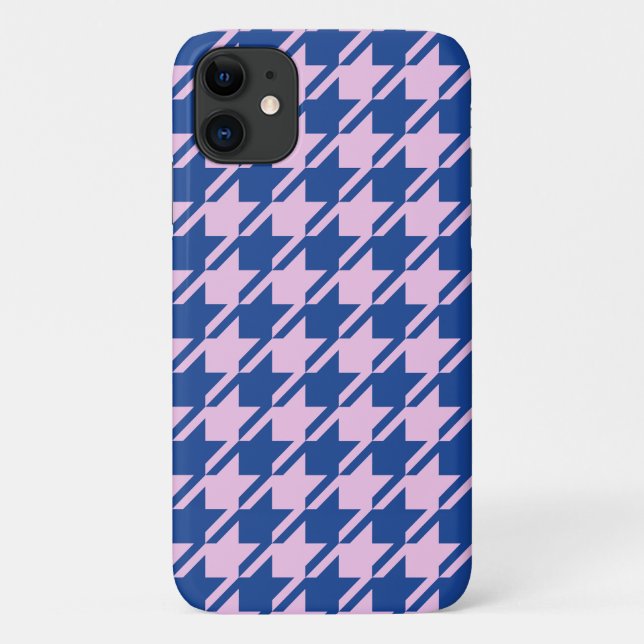 Capa Para iPhone 11 Pink-alto-dente+Padrão Azul (Verso)