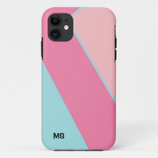 Capa Para iPhone 11 Pink blush sky blue modern abstract geometry