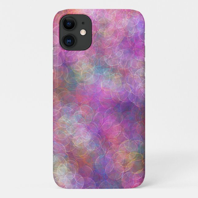 Capa Para iPhone 11 \Pink e Purple Bokeh (Verso)