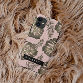 Capa Para iPhone 11 Pink Tropical e Palm Dourado deixa padrão e nome