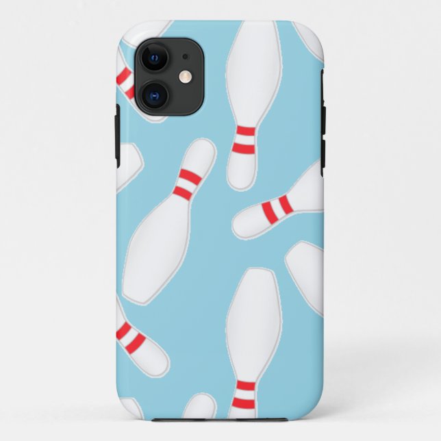 Capa Para iPhone 11 pinos de boliche azul (Verso)