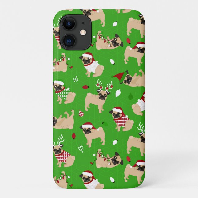 Capa Para iPhone 11 Pinos de Natal Verde (Verso)