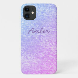 Capa Para iPhone 11 Pintura Azul Rosa Personalizada com Padrão Texturi