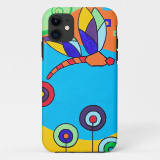 Capa Para iPhone 11 Pintura colorida de Lolipop da libélula