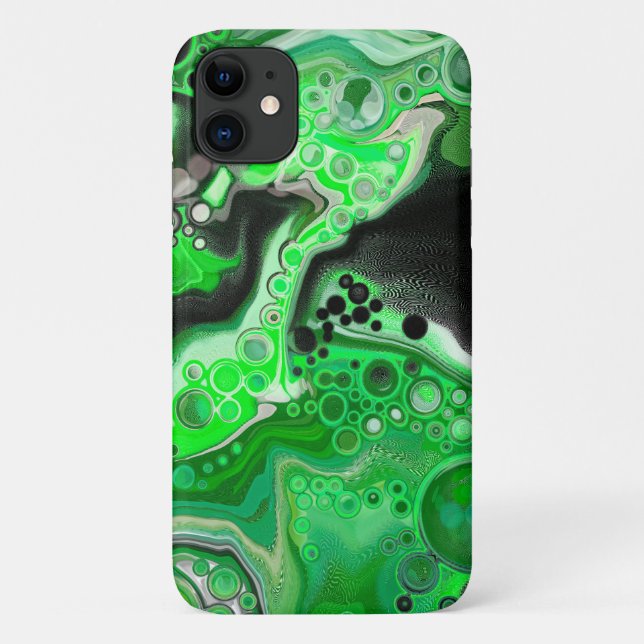 Capa Para iPhone 11 Pintura de Arte Digital Verde e Negra (Verso)