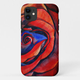 Capa Para iPhone 11 Pintura macro da arte abstracta da rosa vermelha