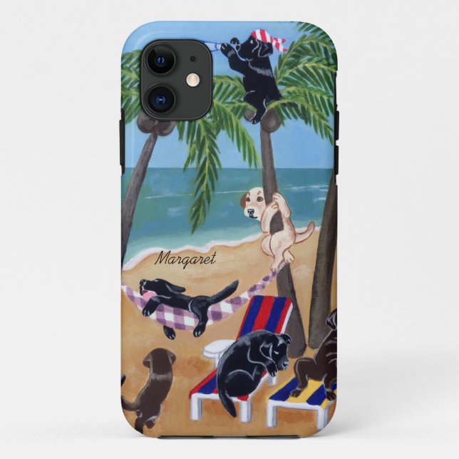 Capa Para iPhone 11 Pintura personalizada de Labradors das férias de (Verso)