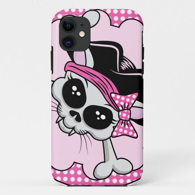 Capa Para iPhone 11 Pirate Princess Gatinho Skull (Verso)