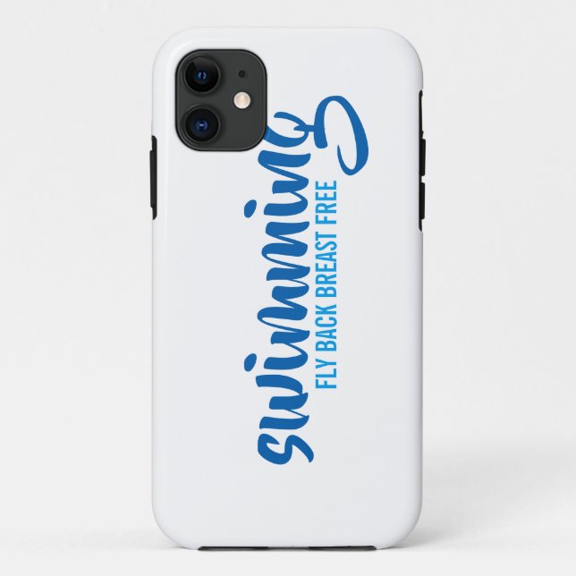 Capa Para iPhone 11 Piscina Azul de Natação Azul Monograma de Água Azu (Verso)
