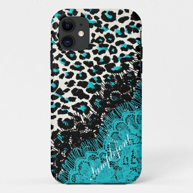 Capa Para iPhone 11 PixDezines manchas de leopardo/renda falsa (Verso)