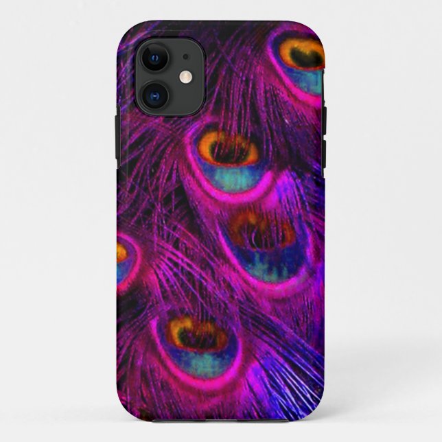 Capa Para iPhone 11 PixDezines Psychedelic Peacock, gabinete rosa quen (Verso)