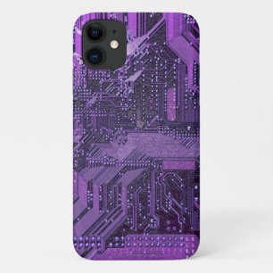 Capa Para iPhone 11 Placa de Circuito Cibernético Roxo Arte de Tecnolo
