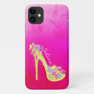Capa Para iPhone 11 Placa Floral Chic Stilettos High Heel Pump Persona