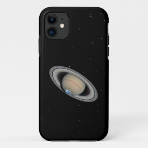 Capa Para iPhone 11 Planeta Saturno Aurora e Anéis Starry Stky