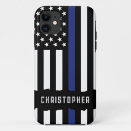 Capa Para iPhone 11 Polícia Personalizada - Polícia de Linha Azul Fino