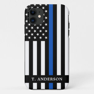Capa Para iPhone 11 Policial Personalizado Linha Azul Fino