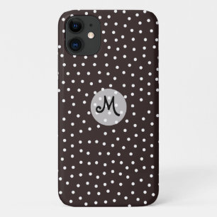 Capa Para iPhone 11 Polkadots brancos a preto com padrão único