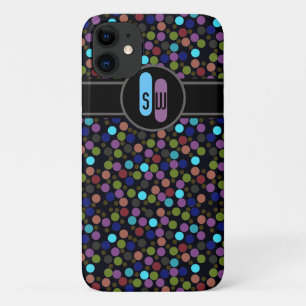 Capa Para iPhone 11 polkadots, etiqueta e iniciais
