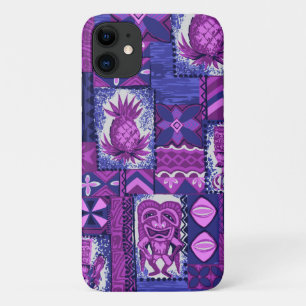 Capa Para iPhone 11 Pomaika’i Tiki Havaiana Vintage Tapa Violet