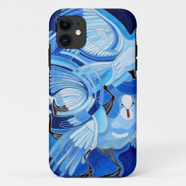 Capa Para iPhone 11 Pombos-dorminhoca de azul-ceruliano (Verso)
