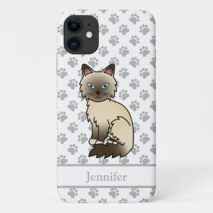 Capa Para iPhone 11 Ponto de Chocolate Birman / Ragdoll Cat & Name
