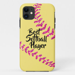 Capa Para iPhone 11 Pontos de softball brilhantes rosa falso