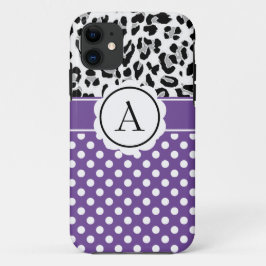 Capa Para iPhone 11 Pontos femininos e estampa de animais monograma Ca