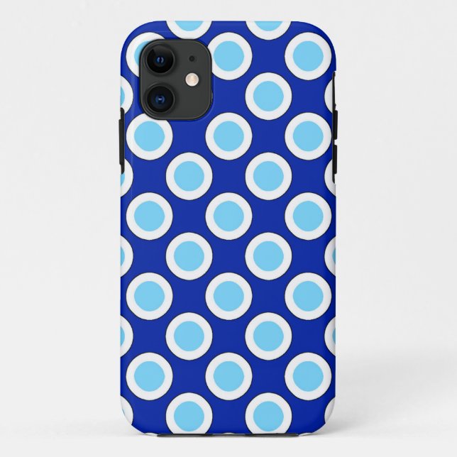Capa Para iPhone 11 Pontos retrorreflectores em círculo, azul de cobal (Verso)