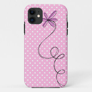 Capa Para iPhone 11 Pontos Rosa e Margarida