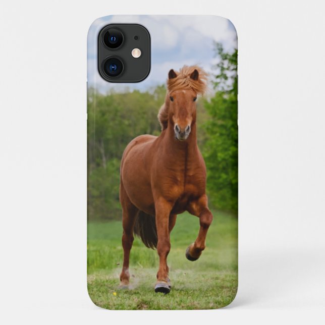 Capa Para iPhone 11 Pony islandês em uma Tölt Funny Photo Horse Lovers (Verso)