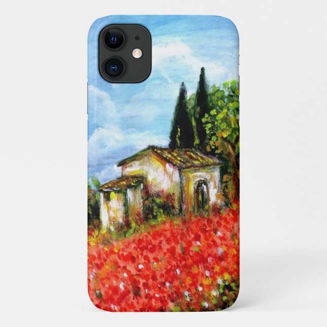 Capa Para iPhone 11 POPULAÇÕES NA TÚSCULA/Paisagem com Campos Flores (Verso)