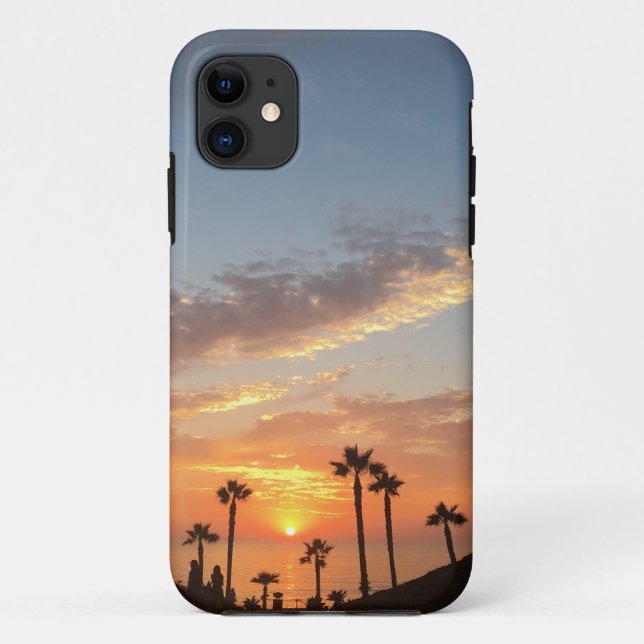 Capa Para iPhone 11 Por do sol da palmeira (Verso)