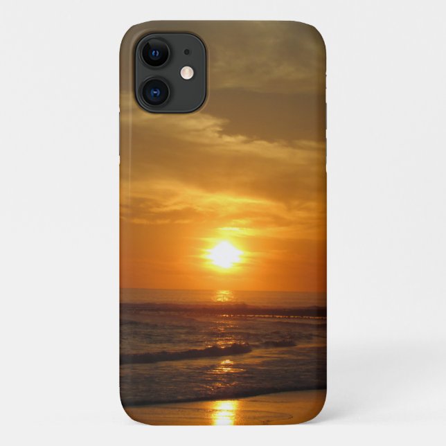 Capa Para iPhone 11 pôr do sol de praia (Verso)